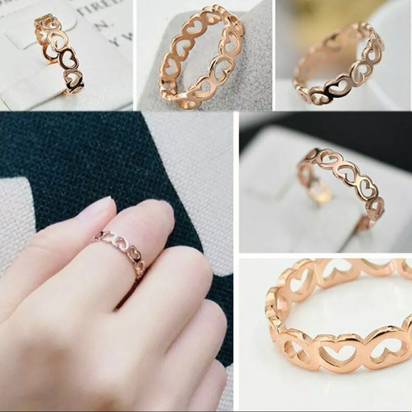 Rose Gold Open Heart Ring - Picture 5 of 7
